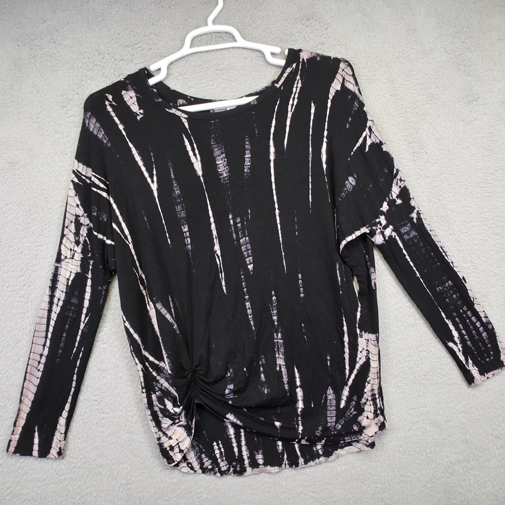 Karen Kane Top Womens S Black Ruched‎ Hem Draped Tie Dye Skeleton Halloween USA